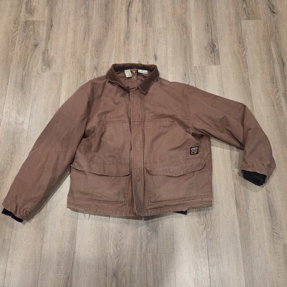 Timberland Pro Series  Mens XXL Canvas Chore Brown Coat Zip Out Liner Orange